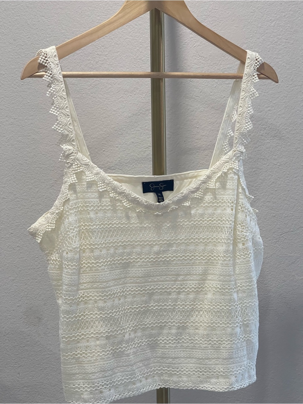 Jessica Simpson Cream Lace-Trim Camisole Tank size XL